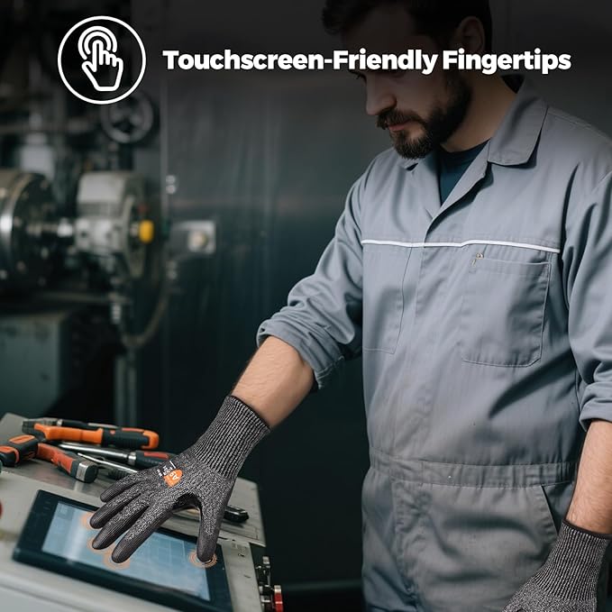 Donfri A9 Cut Resistant Work Gloves for Men - Steel + HPPE Hybrid Safety Gloves for Men, ANSI Cut Level 9 Protection Flexible for Metal Glass Wood Construction Fishing