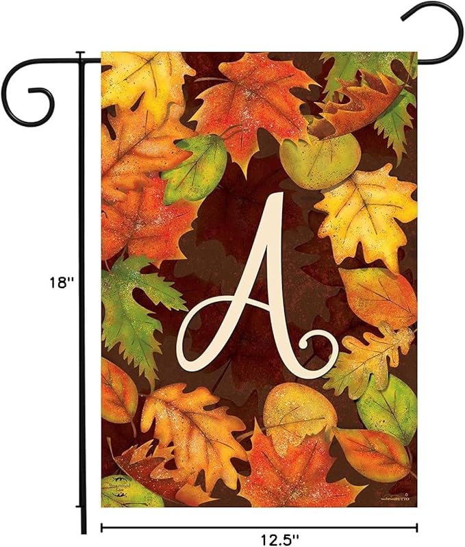 Briarwood Lane Fall Leaves Monogram Letter A Garden Flag