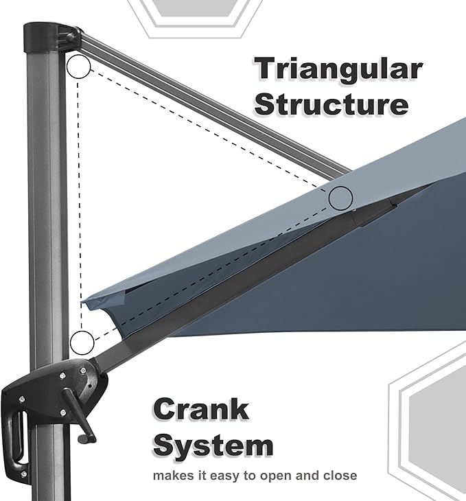 PURPLE LEAF 10 Feet Patio Umbrella with Base Outdoor Cantilever Round Umbrella Aluminum Offset Umbrella with 360-degree Rotation for Garden Deck Pool Patio Light Grey