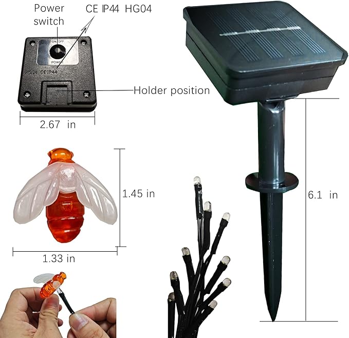 Solar Powered Firefly Lights, 9 LED Firefly Automated Pulsating String Light Chasing Firefly Lights Lantern Solar Outdoor Waterproof(2 Pack)