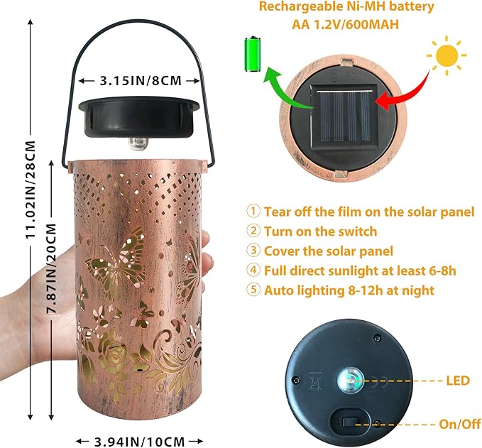 Butterfly Decorations Solar Lanterns for Outside, Gabroga Waterproof Hanging Solar Butter Fly Lights, Butterflies Gift for Women, Butterfly Outdoor Decor Lamp for Garden Patio Yard Table Pathway
