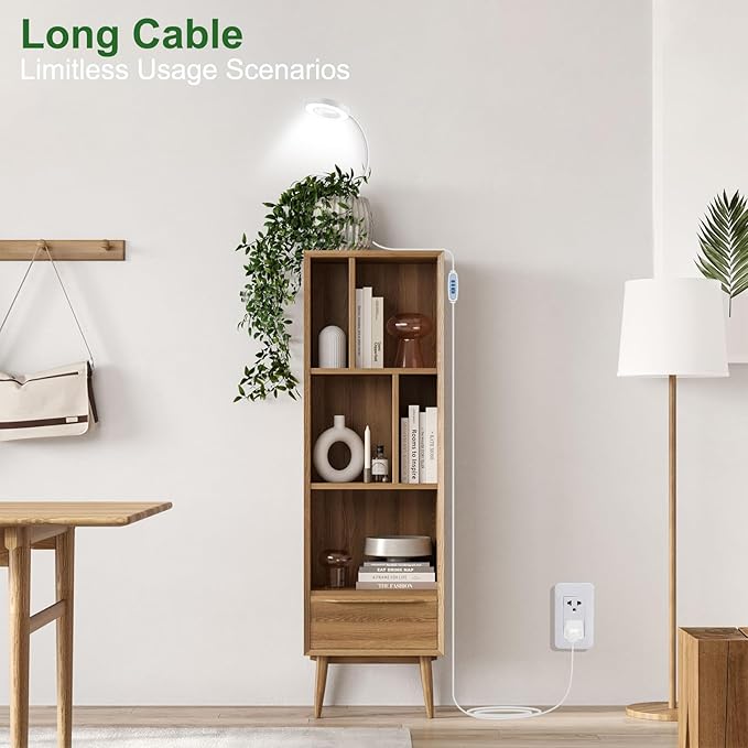 Wolezek 2 in 1 Grow Lights for Indoor Plants, 3 Colors Plant Lights for Indoor Growing with 360ยฐ Gooseneck, 48 LEDs Full Spectrum Plant Grow Lights Indoor, 6/12/16H Timer, 5 Brightness, White 1 Pack