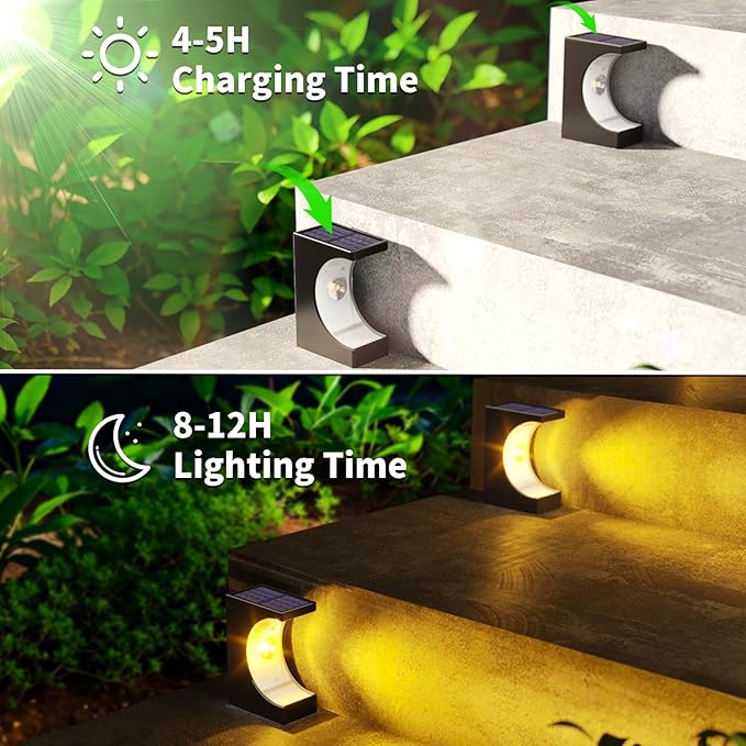 JSOT Step Lights - 8 Pack Solar Deck Lights Solar Step Light for Outside Decor Light for Outdoor Yard Patio Pathway