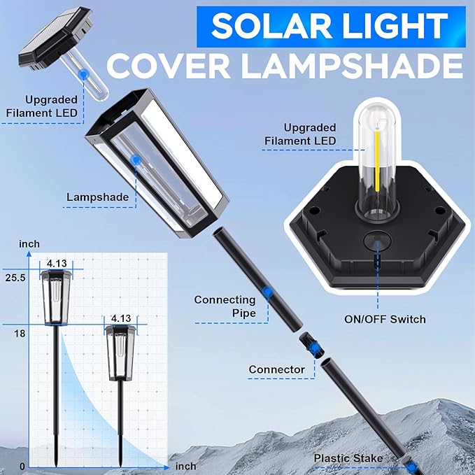 Solar Lights Outdoor 8 Pack Solar Garden Light for Patio IP65 Waterproof Bright Pathway Lights Outdoor Solars Powered Landscape Lighting for Yard Patio Walkway Driveway Pathway (Warm Light)