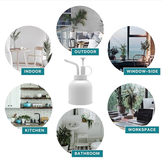 Plant Mister Spray Bottle Stainless Steel Watering Can for Indoor Plants Bonsai Sprayer Succulent Spritzer Houseplant Atomizer Terrarium Mister Modern Garden Tools 10oz/300ml White