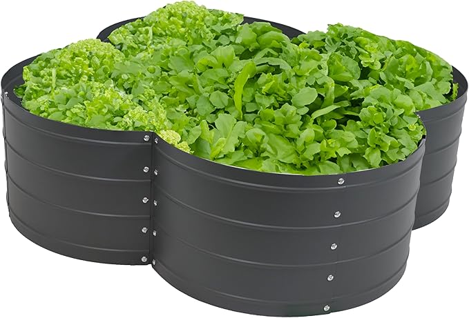 Sunnydaze Galvanized Raised Garden Bed - Metal Raised Bed for Gardening - Outdoor Planter Box for Flowers, Plants, and Vegetables - Gray - 12” H Clover