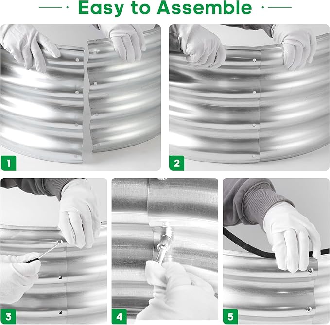 JERIA 8×4×1ft Oval Raised Garden Bed,Galvanized Raised Garden Bed Kit Outdoor Metal Gardening Planter Box for Vegetable, Fruits, Flower,Herbs