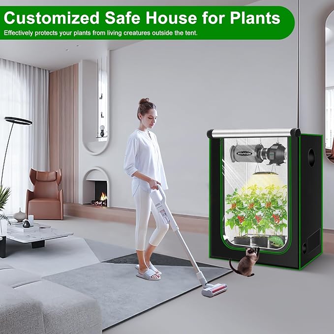 MELONFARM 2x4 Grow Tent, 48"x24"x60" Grow Tent, Double Transparent Viewing Door Indoor Grow Tent, Growing Tent with High Reflective Mylar & Floor Tray, Plant Tent for Indoor Hydroponics Growing