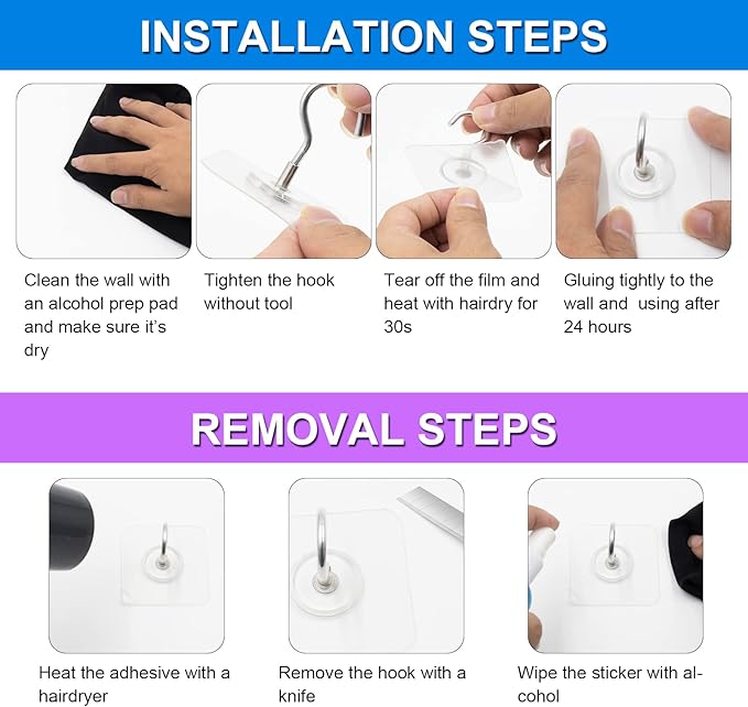 Adhesive Ceiling Hooks,10 Pack No Drill Ceiling Hanging Hook for Hanging Plants Lanterns,Wind Chimes Stainless Steel Outdoor Adhesive Hooks