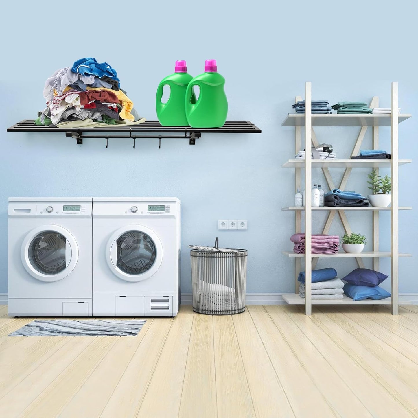 2-Pack 1X4 FT Garage Shelving Wall Mounted Holds Up to 800 Lbs Heavy Duty Wall Shelf, Black Metal Floating Adjustable Wall System Shelves for Garage Storage, Shed