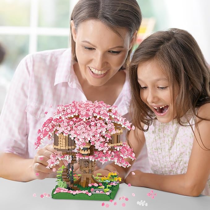 Cherry Blossom Bonsai Tree Mini Micro Building Set, Japanese Sakura Tree House Model Sets for Adults, Flowers House Mini Bricks Building Kit, Creative Gift Toys for Kids 12-14 (2028PCS)