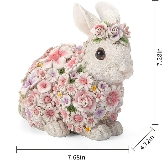 Rabbit Statue Outdoor Statues Bunny Figurines Garden Decor Resin Easter Decorations Bunnies Gifts Home House Kitchen Figurine Patio Lawn Yard Art Housewarming Funny Decoration (8inch)