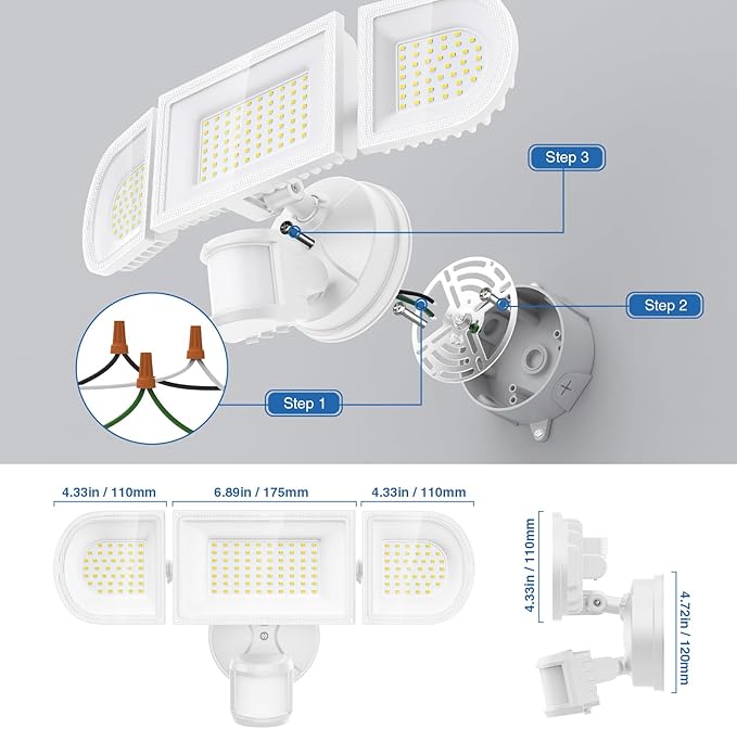 150W Motion Sensor Lights Outdoor for Outside, 15000LM LED Flood Lights Outdoor Wired Dusk to Dawn, Exterior Security Floodlight Fixture Waterproof IP65, Outdoor Lighting for House, Garage