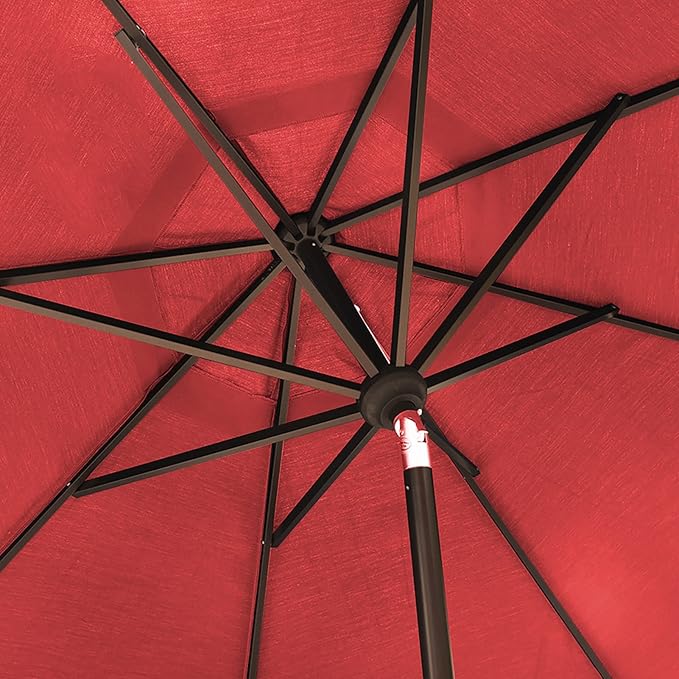 EliteShade USA 10-Year-Non-Fading 9Ft Market Umbrella Patio Umbrella Outdoor Table Umbrella with Ventilation,Logo Red