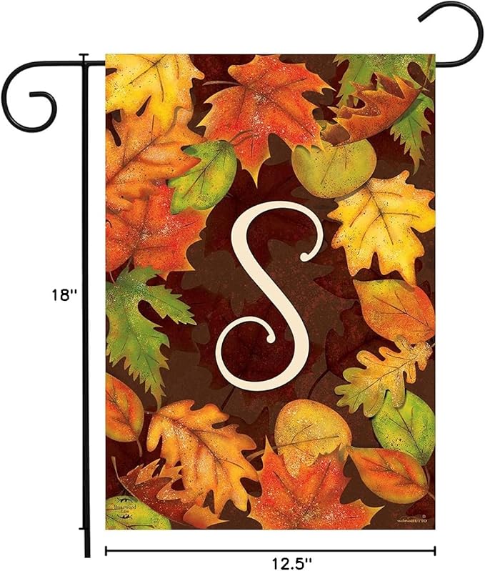 Briarwood Lane Fall Leaves Monogram Letter S Garden Flag