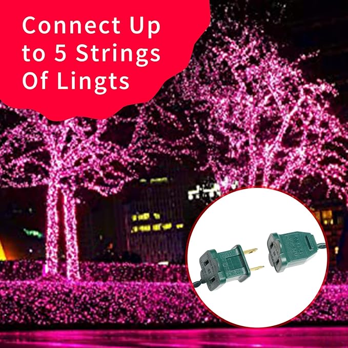 Ultra-Bright Connects End to End Pink Christmas Mini Light 300L 63.8Ft(2Sets-Each 150L)UL Listed Incandescent Bulb String Light for Indoor Outdoor Holiday Garden Party Christmas Tree Decor