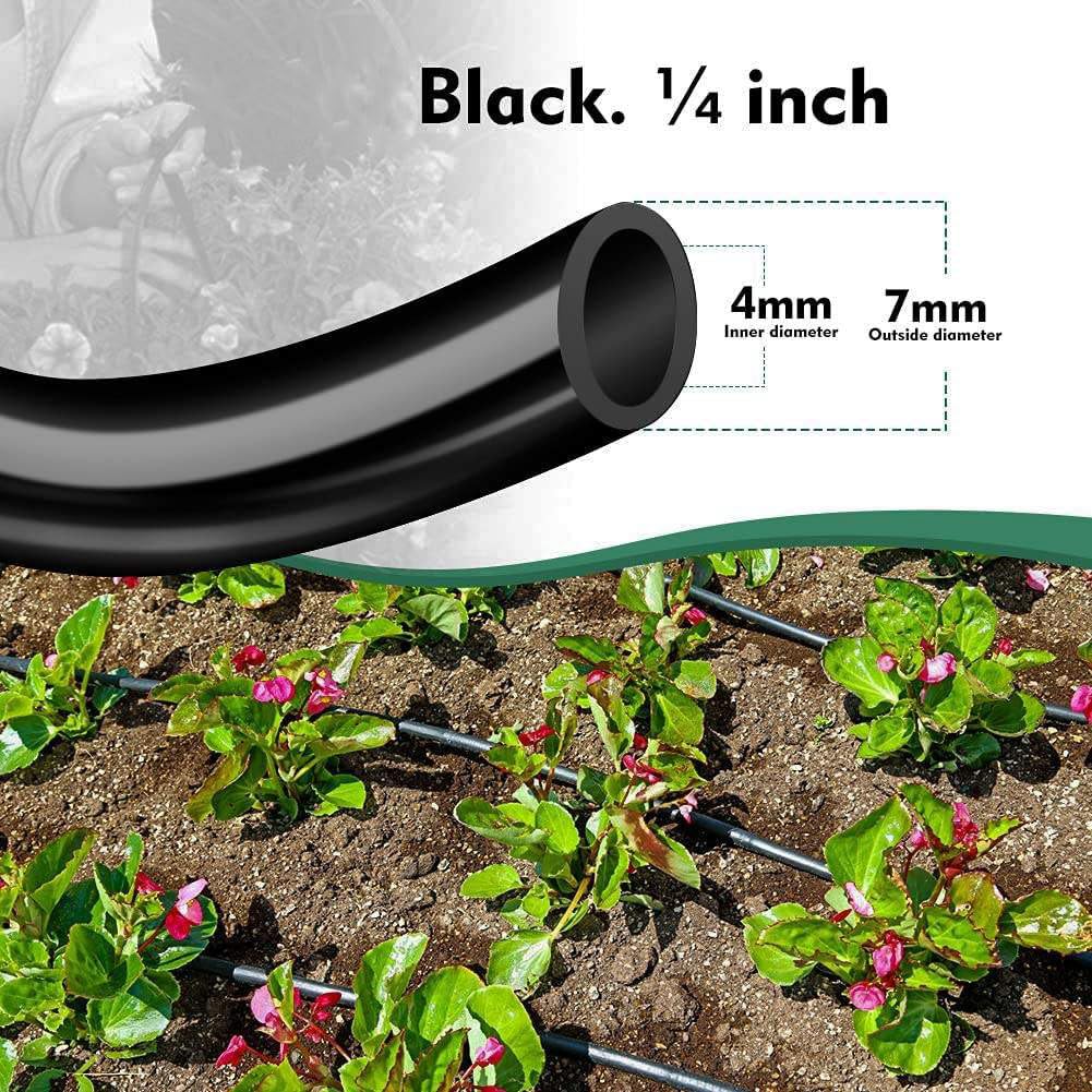 26FT/8M Rotary Sprinkler Drip Irrigation System, Adjustable Complete Drip Irrigation Kit with Rotary Sprinkler, 1/2" and 1/4" Irrigation Tubing and Barbed Fittings for Garden,Raised Beds,Yard,Lawn