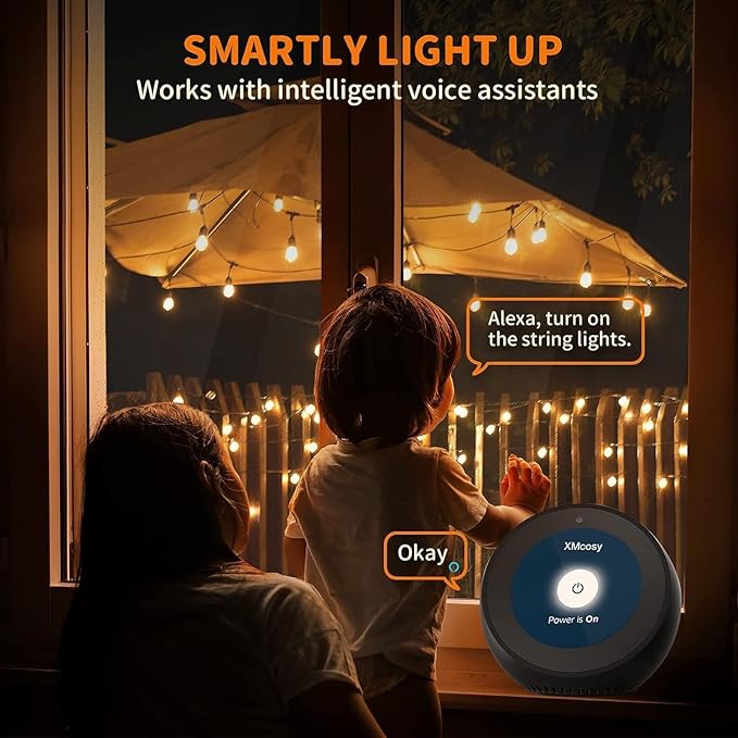 XMCOSY+ Smart Outdoor String Lights, 75Ft G40 Globe Patio Lights with 34 Dimmable LED Bulbs, WiFi & APP Control, Work with Alexa, Extendable Waterproof LED String Lights for Outside, Porch, Backyard
