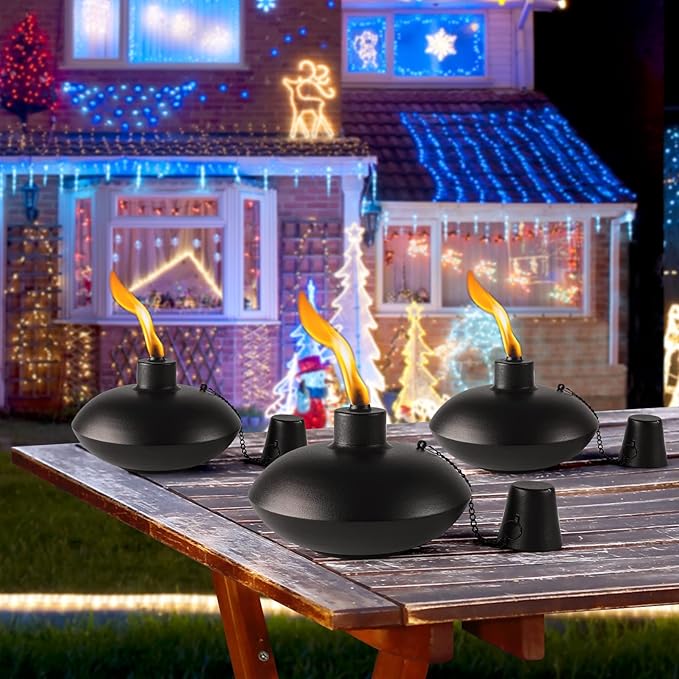 ZSZMFH 6 Pack Metal Table Top Torches,18 oz Citronella Torches for Outside, Refillable Citronella Flame Light Torch with Wicks and Covers, Landscape Lanterns Torches for Party, Garden Decor,DIY