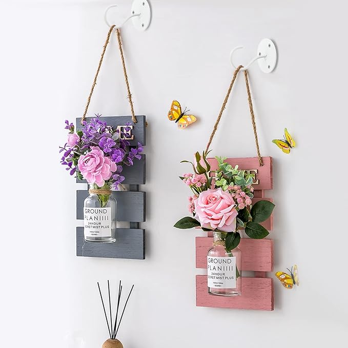 Ceiling Hooks for Hanging Plants- Metal Heavy Duty Wall Mounted Hangers for Hanging Bird Feeders, Planters, Wind Chimes, Include Professional Drywall Anchors (5 Pack) (Bright White)