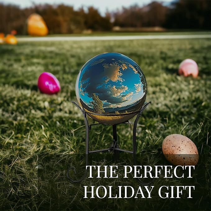 12" Tall Iron Gazing Ball Stand, Classic Stylelish Garden Hardware Metal holder for 8/10/12-Inch, Strong and Durable handmade Gazing Globe Display Stand Decoration for Outdoor, Home, Yards