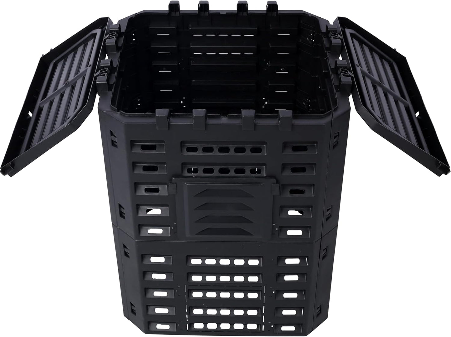 Black Garden Composter Bin - 90 Gallons (340Liter) of Recycled Plastic for Easy Assembly & Aerating Composting – Create Fertile Soil with Lightweight Outdoor Compost Box
