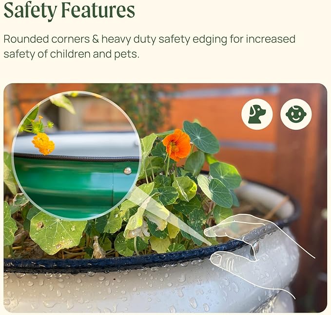 Vego garden Raised Garden Bed Kits, 17" Tall 9 in 1 8ft x 2ft Metal Raised Planter Bed Outdoor for Vegetables Flowers Ground Planter Box, Terra Cotta