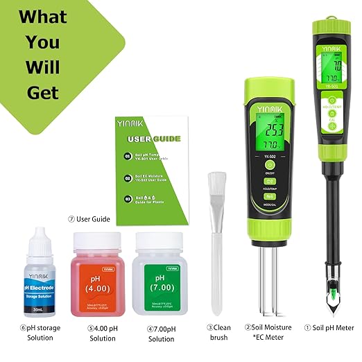 Digital Soil pH Moisture Tester,Plant Moisture pH Meter for Soil and Water,Great Soil Test Kit for Gardener,Digital 4 in 1 Soil Temp Moisture pH EC Tester for Lawn,Indoor&Outdoor Plant,Potting,Farm