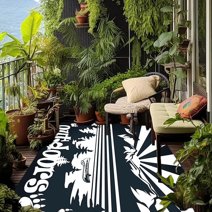 WILDROOTS 5x8 Feet Mountain & Sea Ship Plastic Outdoor Rug, Stain Resistant Waterproof Reversible Outdoor Patio Rug, Fade Resistant Camping Rug