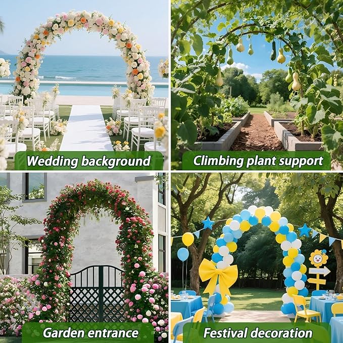 100% Metal Garden Arch Trellis for Climbing Plants Outdoor, Assemble Freely 2 Sizes,Pumpkin Archway Outdoor Garden Arbors and Arches for Wedding Party Decoration