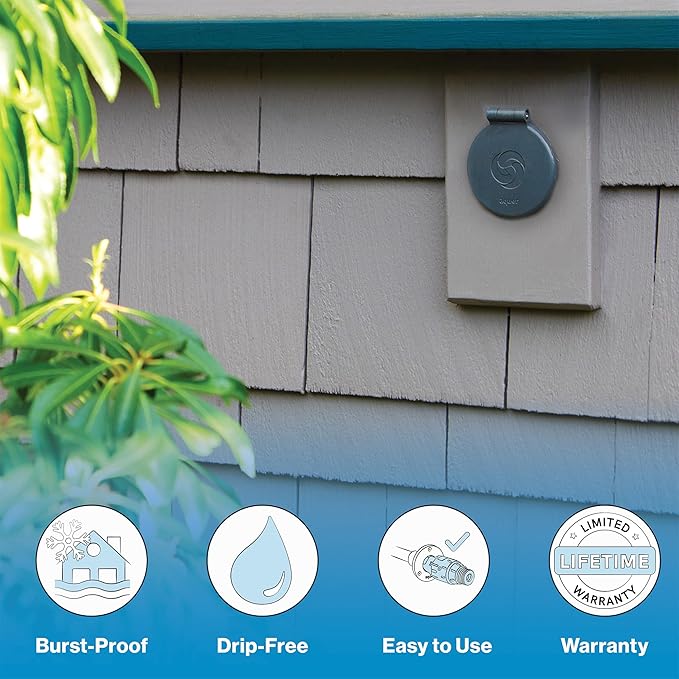 Aquor House Hydrant V1+ Frost Free Outdoor Faucet with Quick-Connect and Anti-Siphon, 8 inch, Slate Gray Polymer
