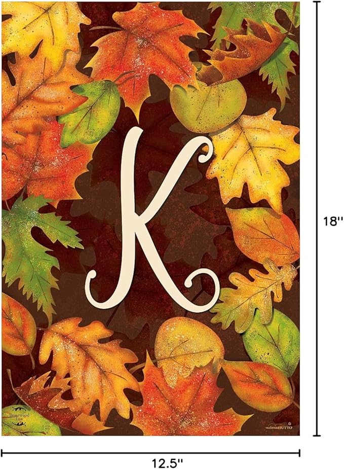 Briarwood Lane Fall Leaves Monogram Letter K Garden Flag