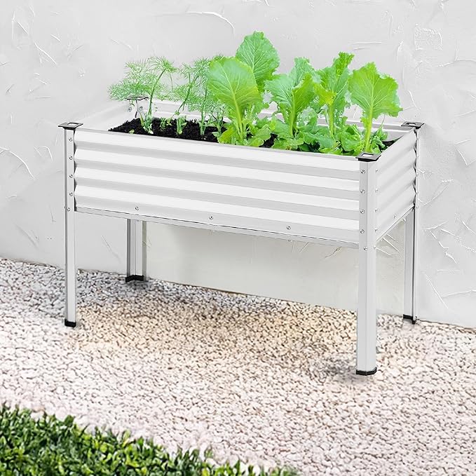 Best Choice Products 48x24x30in Galvanized Raised Garden Bed, Metal Elevated Planter Box, Vegetable Garden for Backyard, Patio, Balcony - White