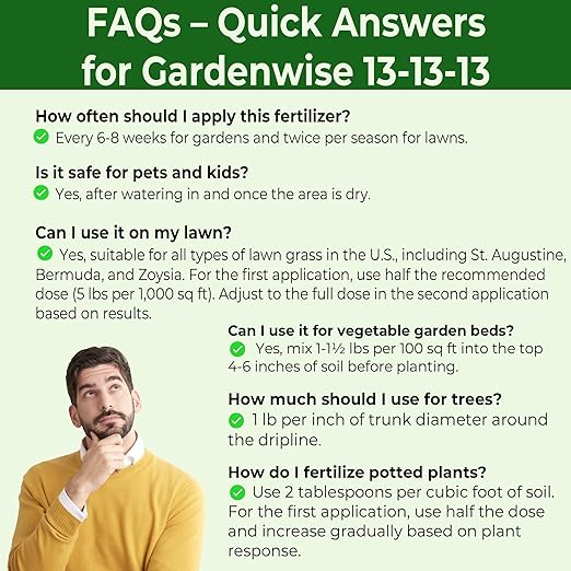 13-13-13 Slow Release Granular Fertilizer – All Purpose Plant Food 13 13 13 for Outdoor Grass, Vegetables, Roses, Flowers, Shrubs, Trees. Lawns, Gardens, Potted Plants (10 quarts)