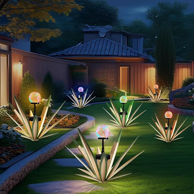 Tequila Rustic Sculpture Metal Yard Decor Hand Painted Metal Agave Garden Statue Green