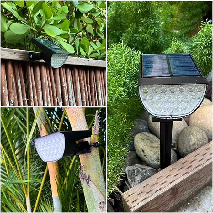 Solar Lights Outdoor Waterproof IP65, 76 LED 3 Lighting Modes Solar Spot Lights Outdoor Yard Garden Landscape Pathway (Warm White, 4 Pack)
