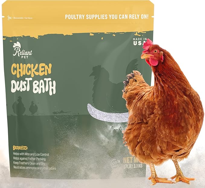 Chicken Dust Bath - 7lbs, Made in USA Natural Dust Bath for Chickens - Ideal Chicken Dust for Bath Tub Mix - Poultry Dust Powder for Chicken Coop