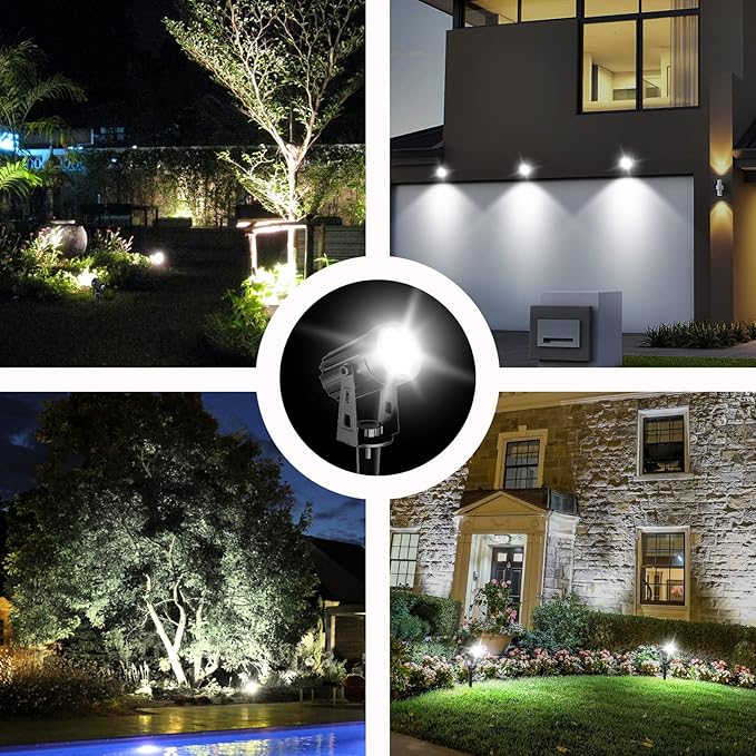 T-Sun Solar Spotlights Outdoor Waterproof, 4-in-1 Solar Landscape Spotlights Outdoor Waterproof Auto ON/Off Solar Lights for Garden, Yard, Driveway, Pool Area(White)