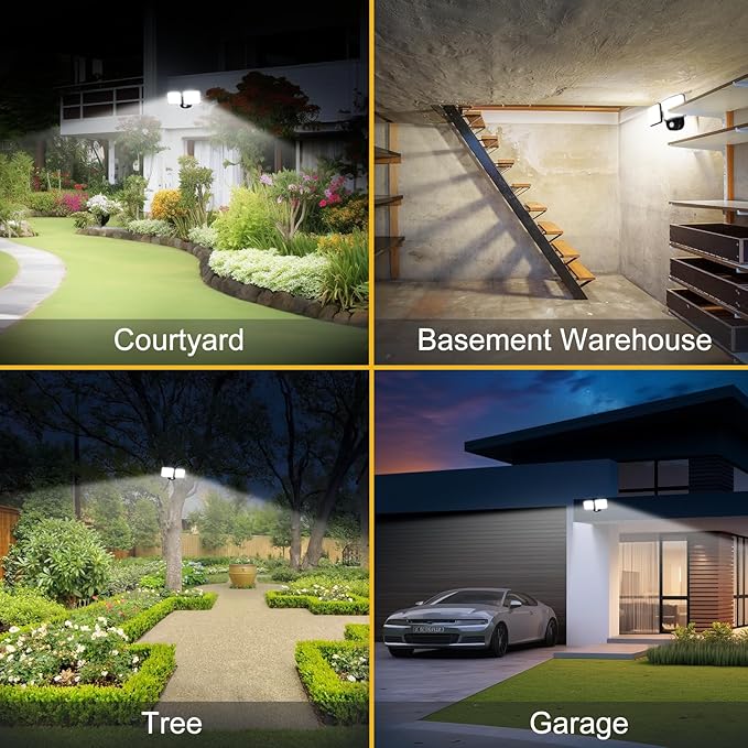 Rechargeable Battery Operated Light, 2500&4000LM Motion Sensor Security Light(1-3 Months Endurance), USB Charging LED Flood Outdoor for Garage/Yard/Entryways/Patio/Garden (2 Pack)