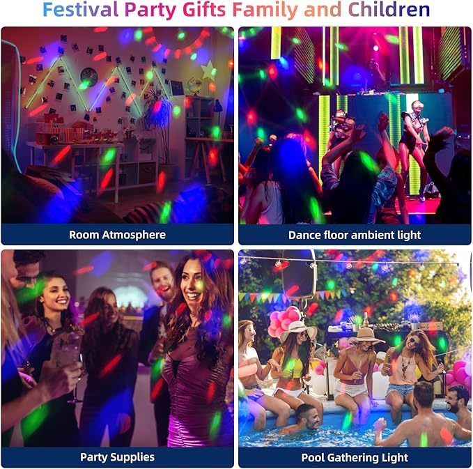 DJ Disco Ball, Party Lights Sound Activated with Remote, Strobe Light for Home Room Dance Birthday Party Supplies, Stage Lamp for New Years Birthday Halloween Christmas Decorations