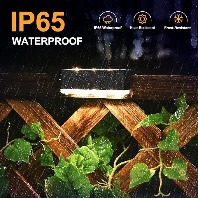SOLPEX Solar Fence Lights, 6 LEDs Solar Lights Outdoor Waterproof Solar Powered for Deck, Stair, Front Porch, Balcony, Walkway, Garden, Yard, Patio, Pool Decor, IP65 Waterproof (16 Pack, Warm White)