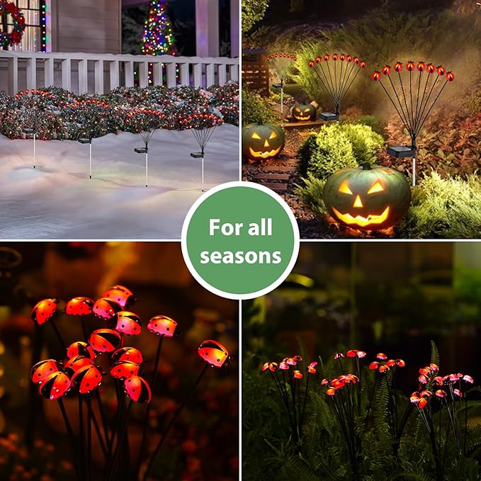 Nacome Solar Ladybug Outdoor Lights for Outside: Waterproof Swaying Patio Path Light for Garden Decor Yard Porch Landscape Decoration โ Solar Fairy Lights(4pack) Gifts for Mom Grandma