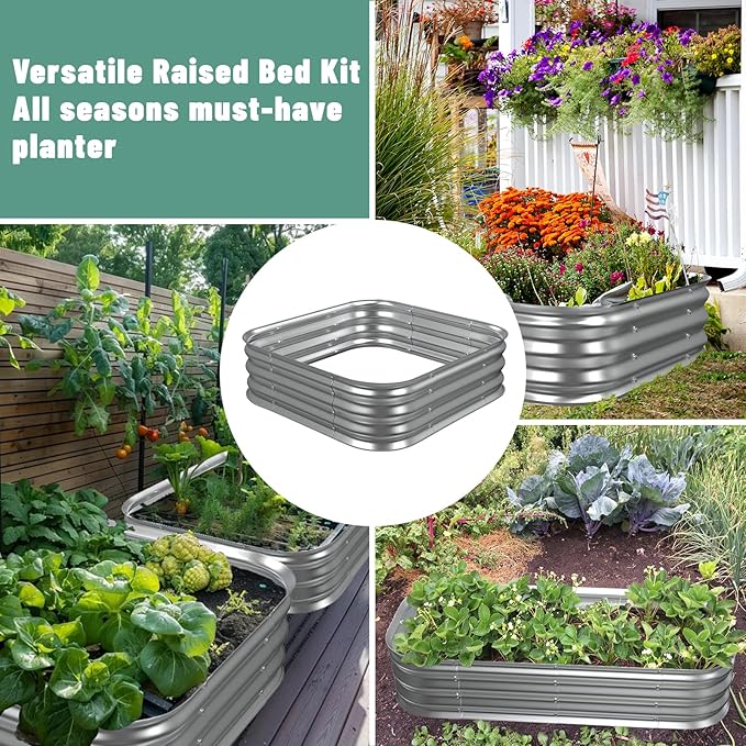 Raised Garden Bed, 3×3×1ft Galvanized Steel Planter Boxes, Heavy Duty Outdoor Raised Garden Bed Planter Kit for Gardening, Rustproof Large Garden Beds for Vegetables, Fruits, Flower Grow