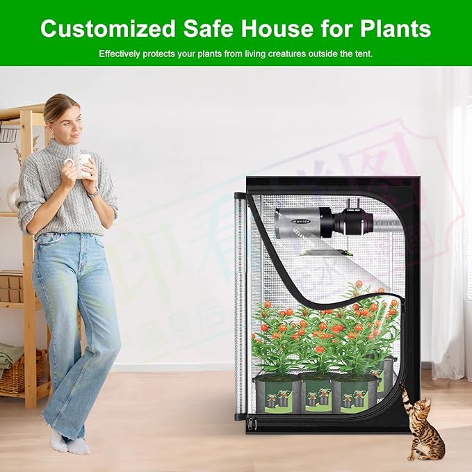 MELONFARM 2x2 Grow Tent, 24"x24"x32" Grow Tent, Double Transparent Viewing Door Indoor Grow Tent, Growing Tent with High Reflective Mylar & Floor Tray, Plant Tent for Indoor Hydroponics Growing