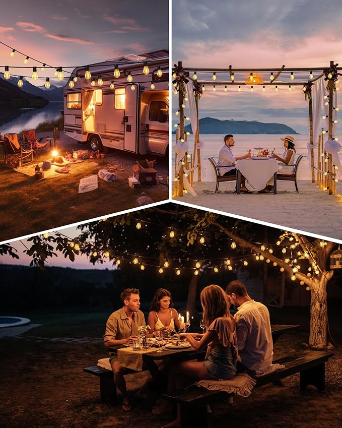 Torkase 100FT Outdoor String Lights LED, 30+2 S14 Shatterproof Bulbs, Dimmable Patio Lights, IP54 Waterproof Connectable for Pergola Lighting, Backyard, Porch,Weddings, Cafe, Party