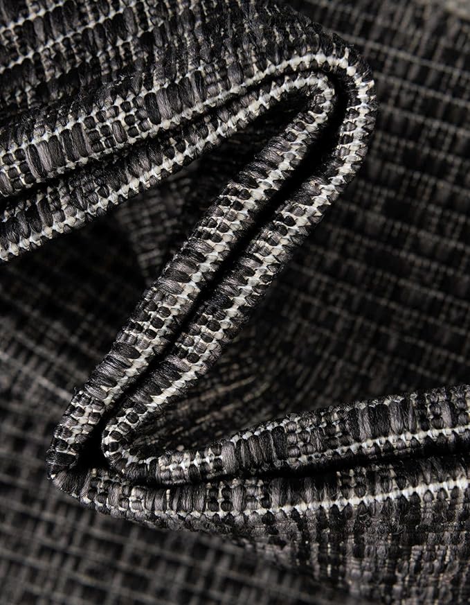 Unique Loom Outdoor Border Collection Area Rug - Soft Border (7' 10" x 10' Oval, Black/ Ivory)