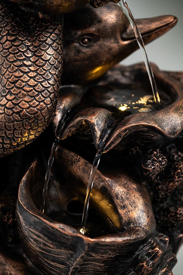 TERESA'S COLLECTIONS Mermaid Water Fountains Outdoor with LED Light Auto Slient Pump, Large Water Features for Yards Patio Garden Balcony Porch, Mermaid Garden Gifts for Mom, 21"