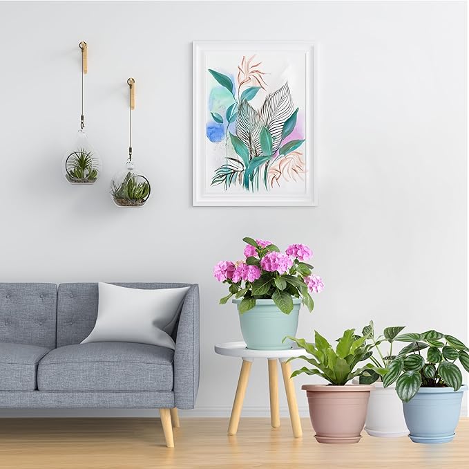 5 Packs 10 inch Plant Pots + Saucer, Planters for Indoor & Outdoor Plants with Drainage Holes | Plastic Flower Pots, Large Planter (Black, 10 inch)