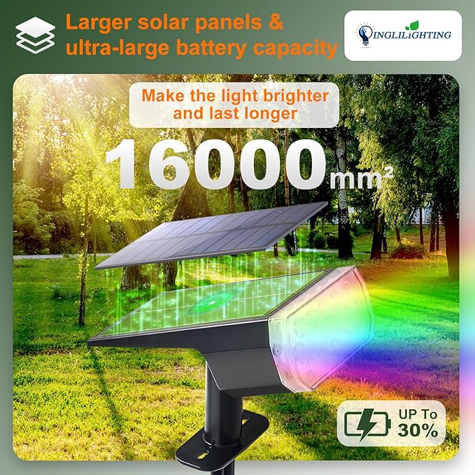 DINGLILIGHTING Solar Lights Outdoor Waterproof: IP65 Led Spot Light Decorations for Garden - Multicolor RGB Solar Powered for Yard - Dust to Dawn Uplighting Landscape Pathway Drive Patios 4PC
