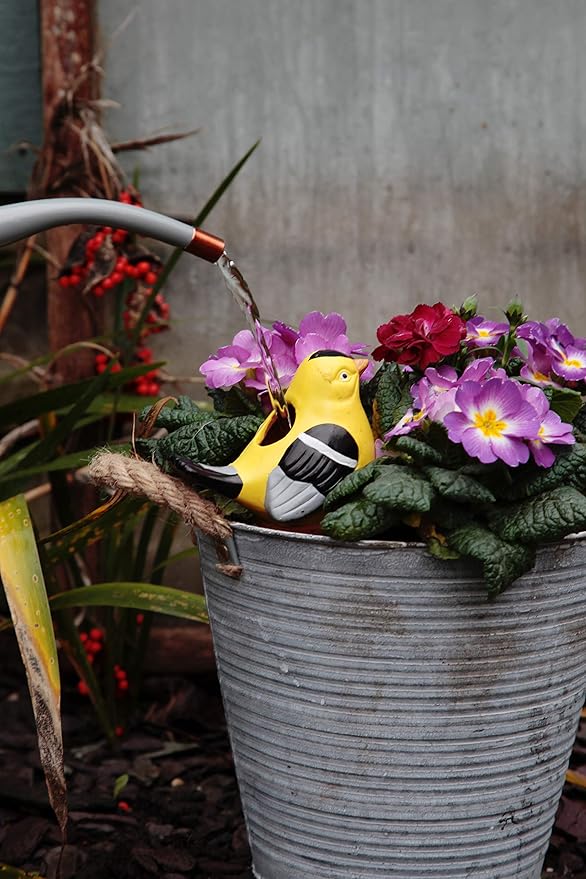 Terracotta Plant Self Watering Spikes - Set of 3 Terracotta Self Watering Bulbs, Self Watering Stakes, Self Watering Globes for Pot Plants (Birds Painted, Large)